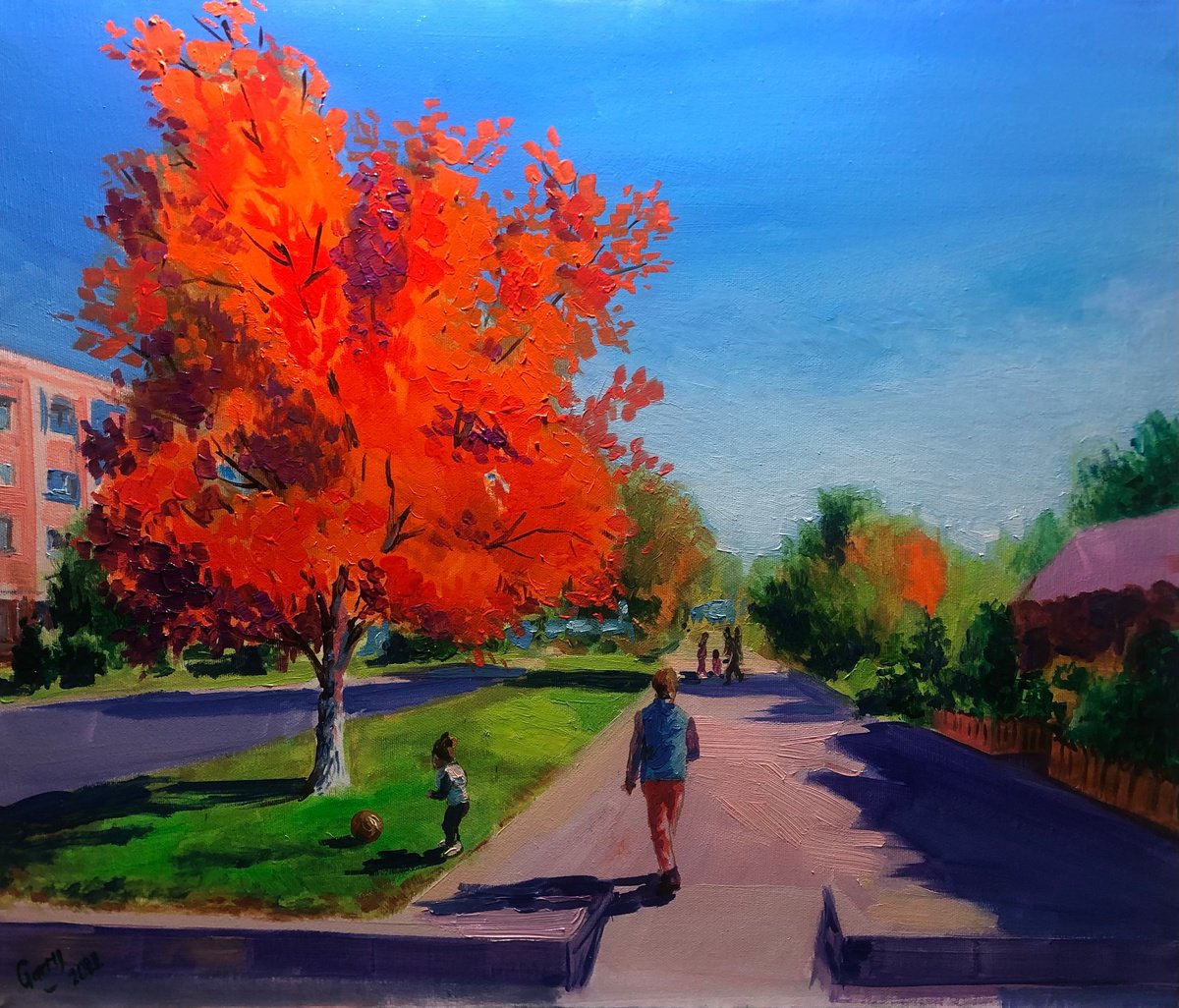Impressionistic Landscape Oil Painting By Garry Arzumanyan, 20 X 16, Autumn Landscape 01, Original Artwork
