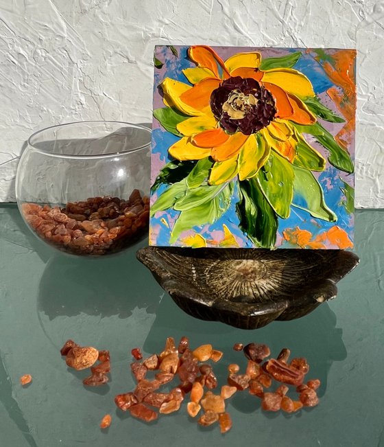 Sunflower oil impasto painting