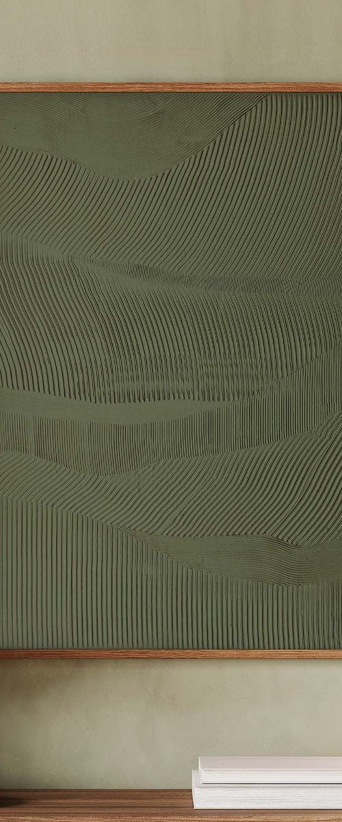 "Green Rye" Green abstract high textured art by Marine Boiko