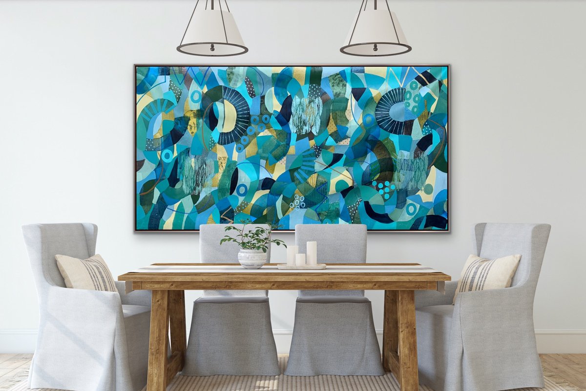 Organic Abstract Acrylic Painting By Rashna Hackett, 72 X 38", Nature