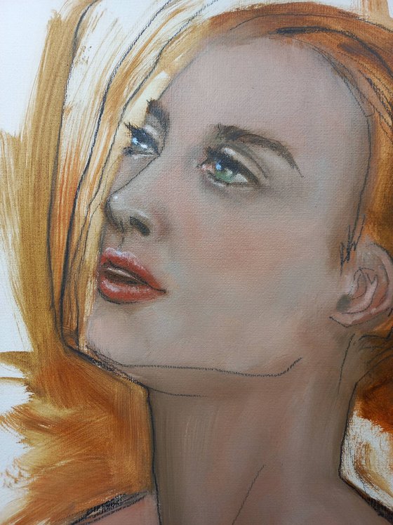Trust. Woman oil portrait. Etude style. 38 x 27 cm/ 15 x 10.6 in