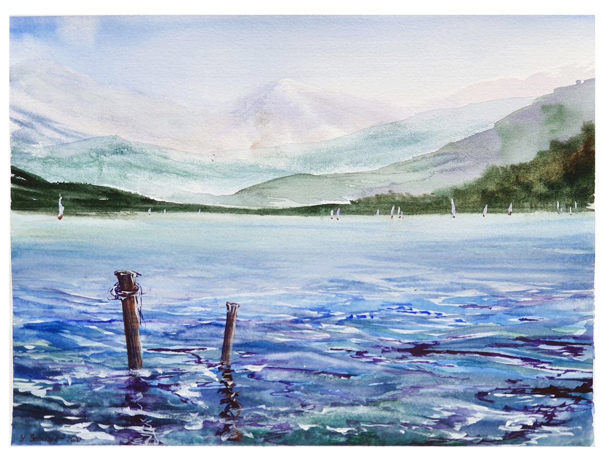 Impressionistic Landscape Watercolour By Yulia Schuster, 12 X 9", Cold Silence, Original Artwork