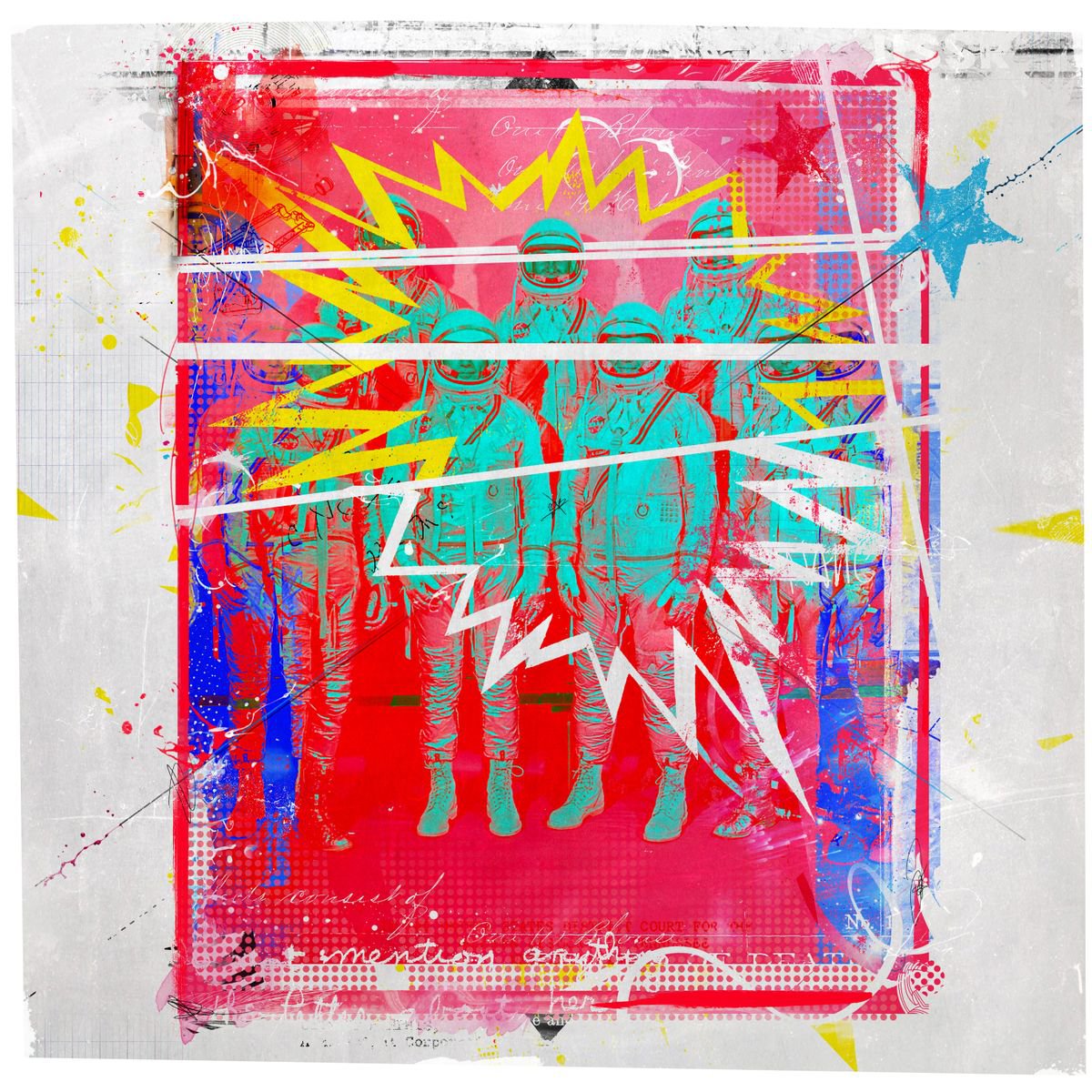 Portrait Painting By Teis Albers, 39 X 39", Astronauts, Original Artwork