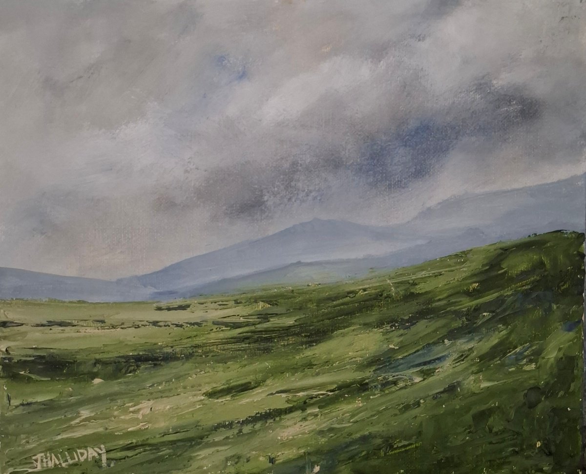 Impressionistic Landscape Oil Painting By John Halliday, 12 X 10, Distant Hills, Original Artwork