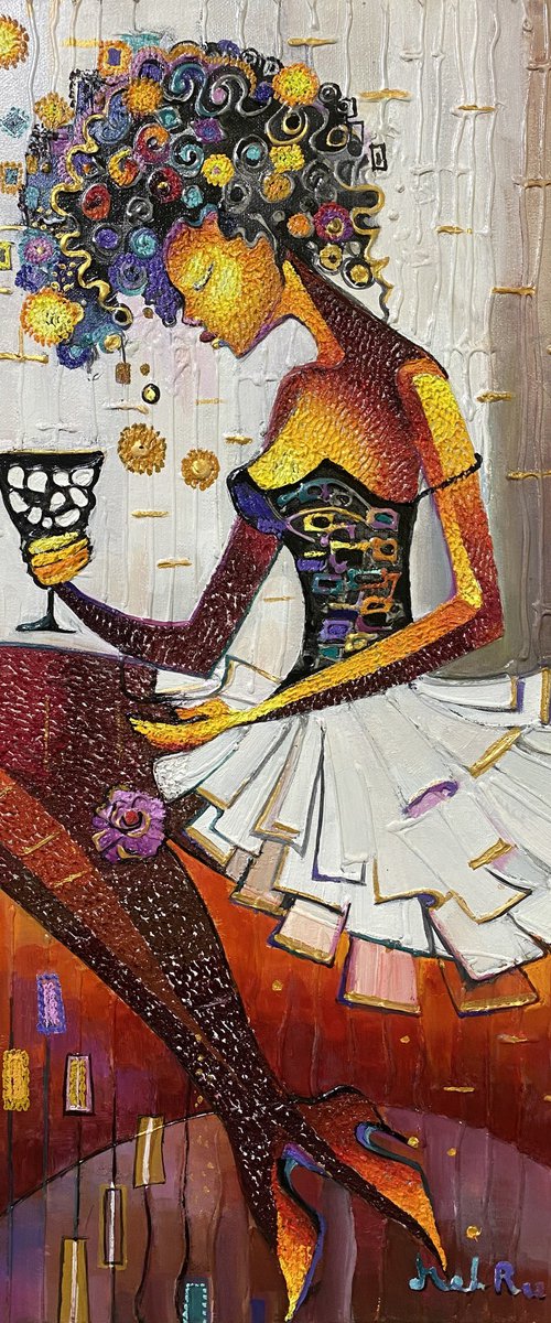 Woman with a Glass by Ruzanna Melqumian