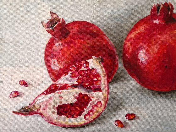 Red juicy pomegranate still life