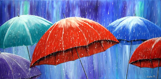 Rainy Day - Original Canvas Art 48" x 24"