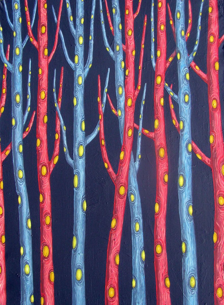 Surrealistic Landscape Oil Painting By Grigor Velev, 20 X 28, Red & Blue, Original Artwork