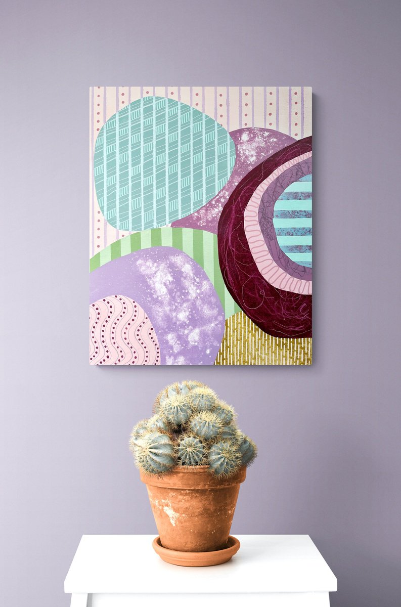 Geometric Abstract Acrylic Painting By Cristina Dalla Valentina, 16 X 20, Overlapping Horizons 6, Original Artwork