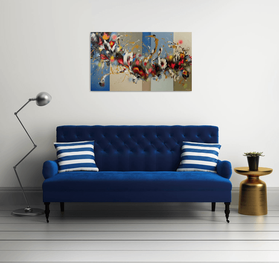 "Floral Embrace" Large Abstract Painting on canvas