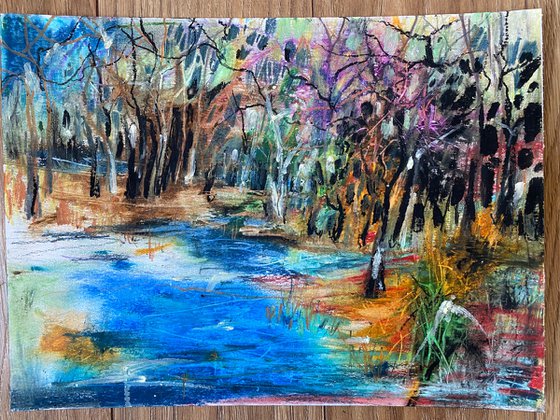 Landscape - oil pastels paper