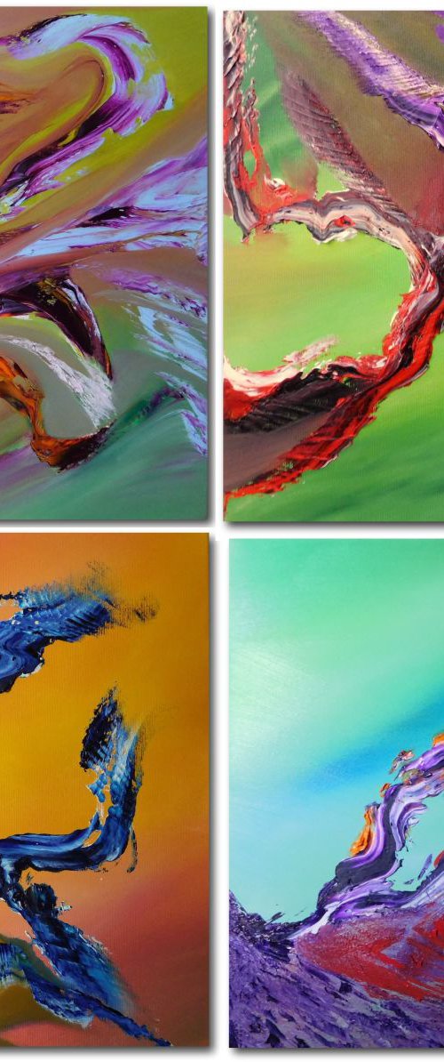 Continuum Full Series  - Quadriptych, n° 4 Paintings, Original abstract, oil on canvas by Davide De Palma