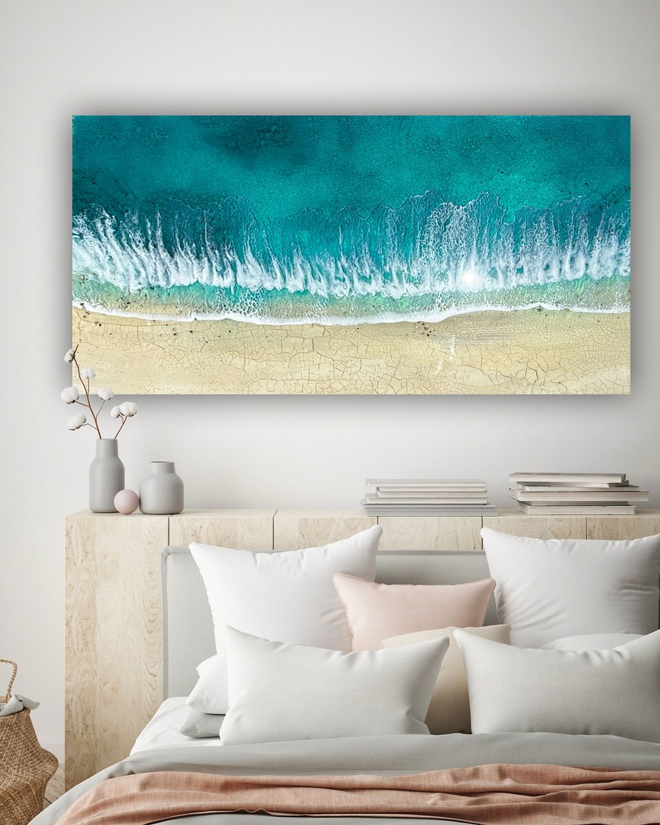 Photorealistic Landscape Acrylic Painting By Ana Hefco, 48 X 24, Shallow Waters, Deep Feelings, Original Artwork