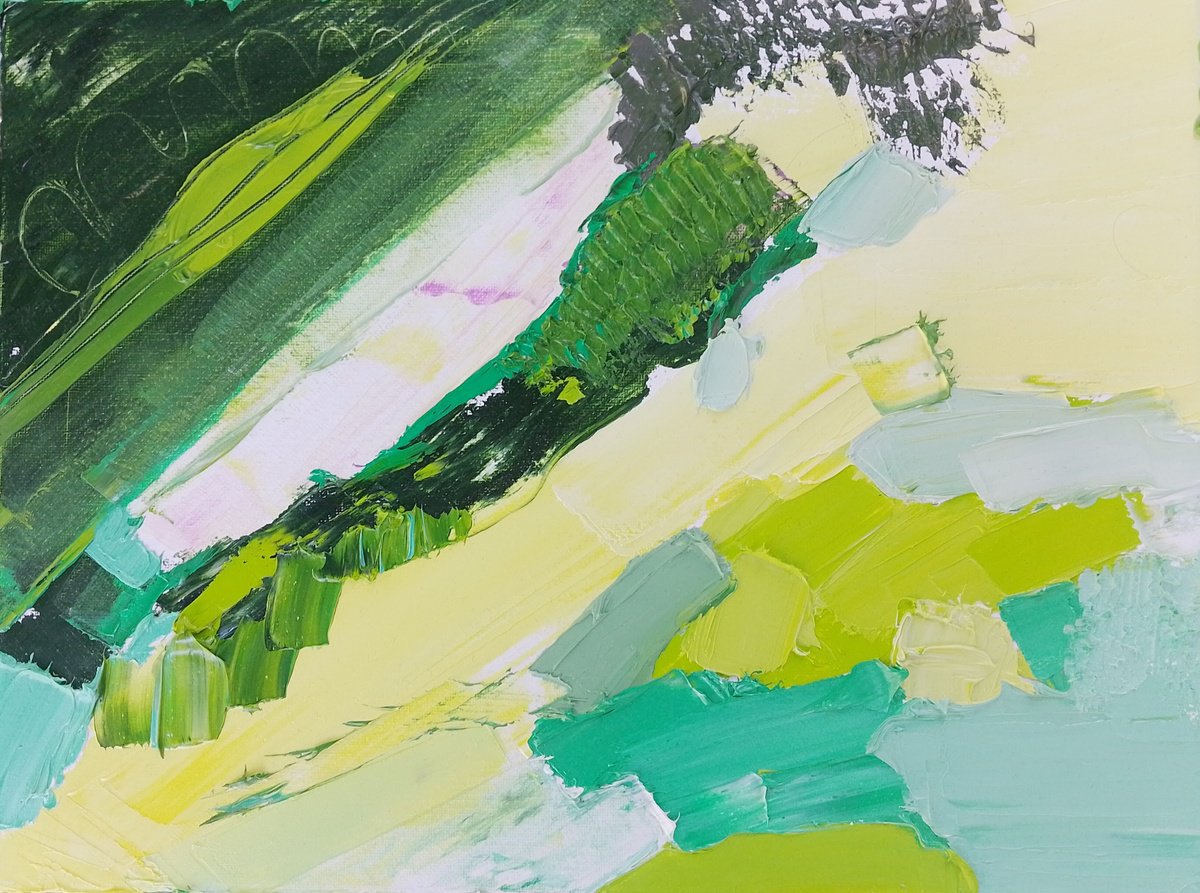 Organic Abstract Oil Painting By Valentyna Sokolovska, 16 X 12", Parks Summer 2023, Original Artwork