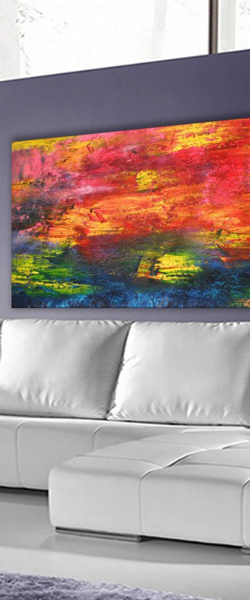 Alive - 101x56 cm, LARGE XL, Original abstract painting, oil on canvas by Davide De Palma