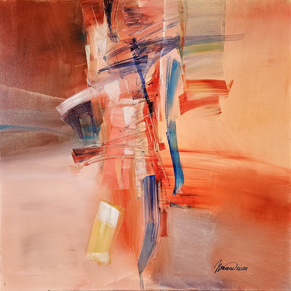 Abstract Oil Painting By Taidakov Nikolai, 39 X 39", Comp. #X24, Original Artwork