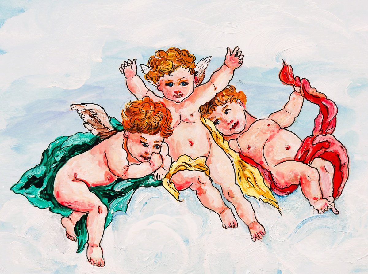 Drawing , Cherubs By Lena Smirnova, 15 X 11, Artwork For Sale On Artfinder