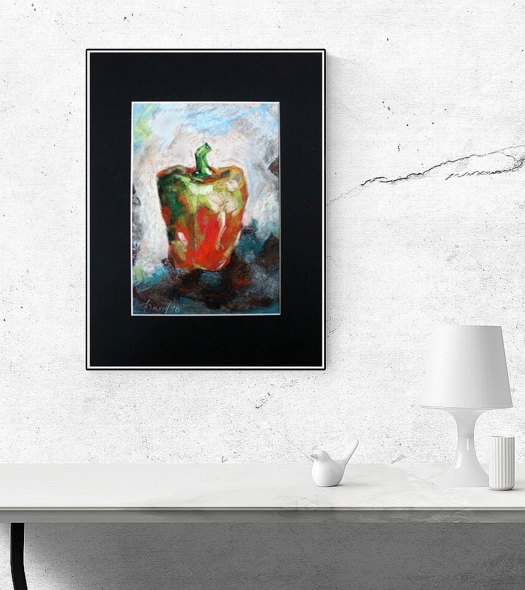 Still Life Pastel Drawing By Olga David, 9 X 11", Gemusepaprika, Original Artwork