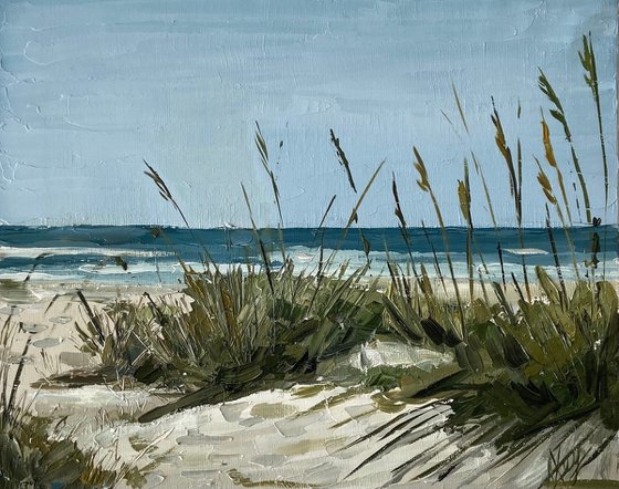 Seascape Original Oil Painting north Caroline  beach 22x28cm