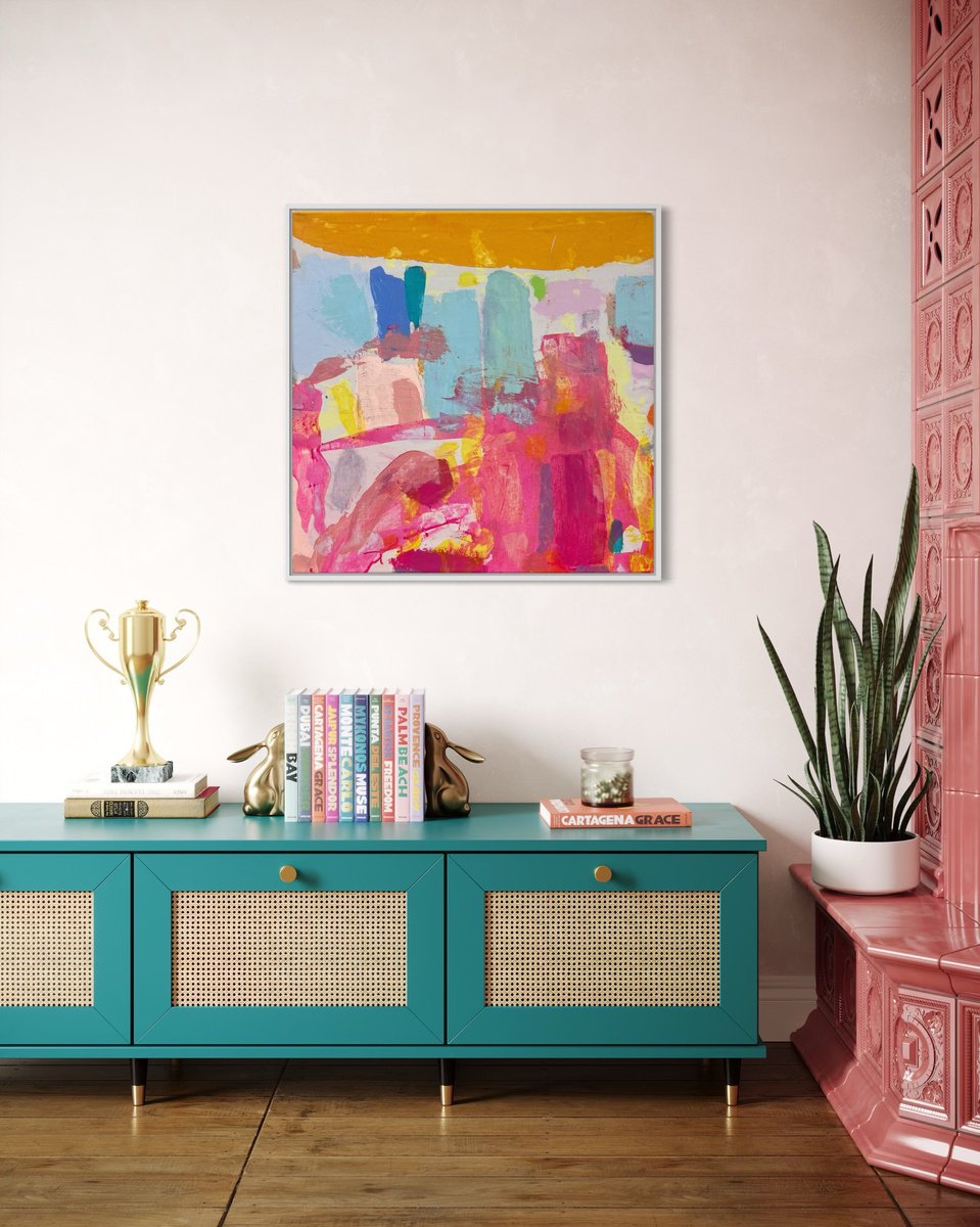 Organic Abstract Acrylic Painting By Kathryn Sillince, 30 X 30", 