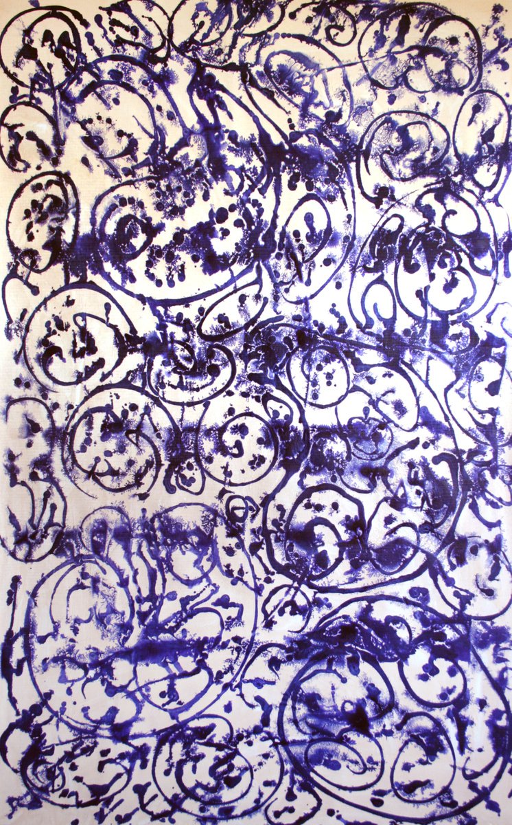 Expressive Abstract Acrylic Painting By Salana Art / Svetlana Samovarova, 30 X 47", Miraculous Patterns Ii, Original Artwork