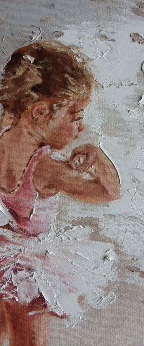 " LITTLE DANCER " original painting palette knife GIFT MODERN URBAN ART OFFICE ART DECOR HOME DECOR GIFT IDEA by Monika Luniak