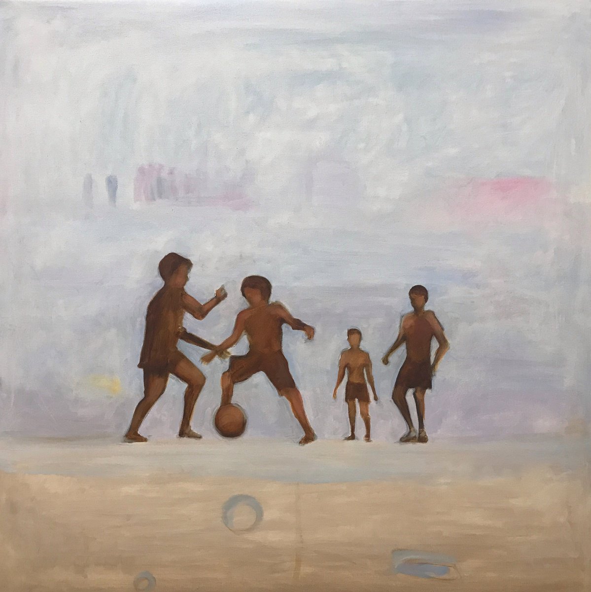 Expressive Abstract Oil Painting By Romuald Mulk Musiolik, 31 X 31", Dryblersi, Original Artwork