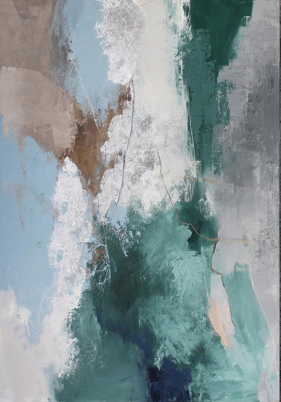 "West Coast" Abstract green blue gray art