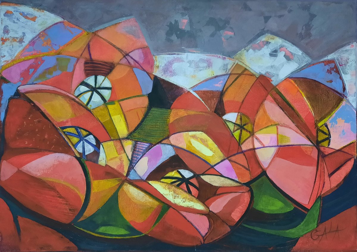 Expressive Botanical Oil Painting By Galya Koleva, 28 X 20, Poppy Fields, Original Artwork