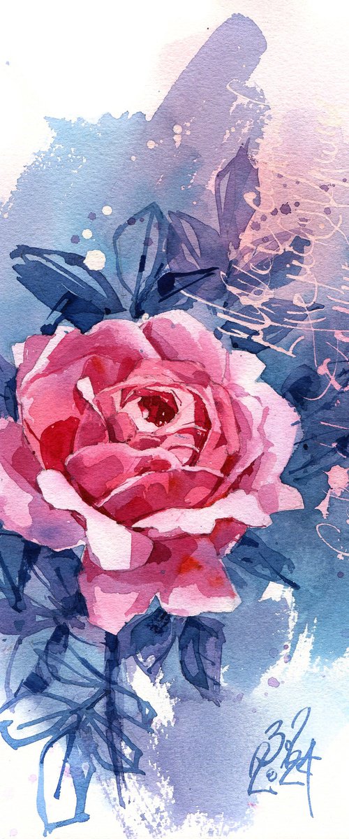 Pearl English garden pink rose by Ksenia Selianko