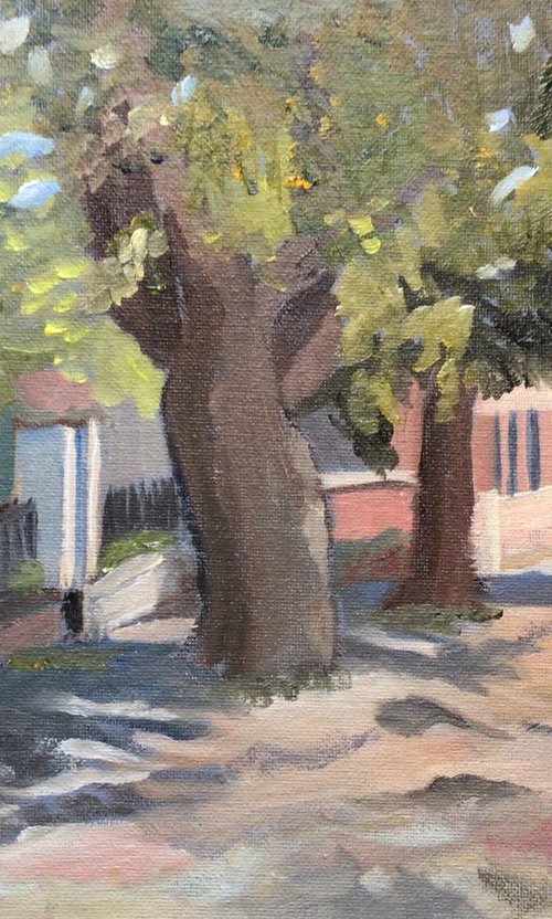 Afternoon shadows in Italy. An original oil painting. by Julian Lovegrove Art