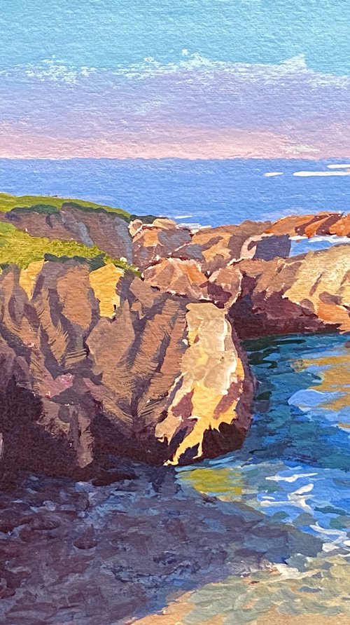 Morning Light On Garrapata Cliffs gouache by Tatyana Fogarty