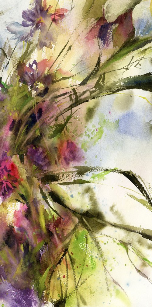Bouquet Irises and clovers by Sophie Rodionov