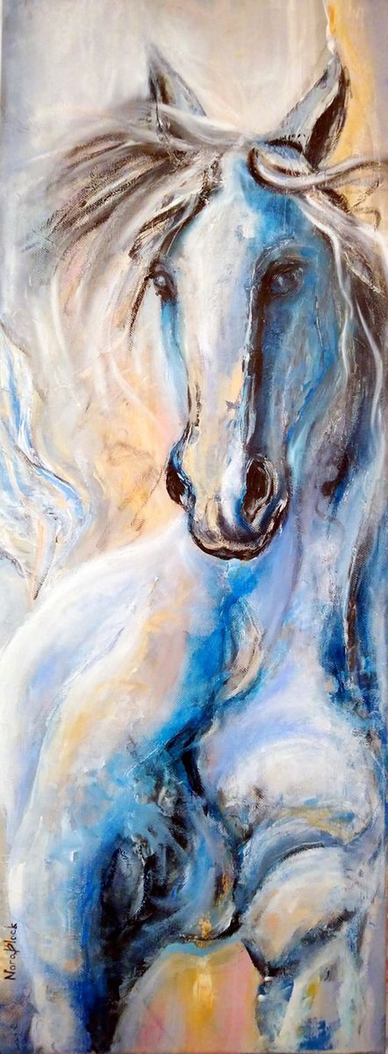 "Blue", acrylic painting, 30x80x2cm