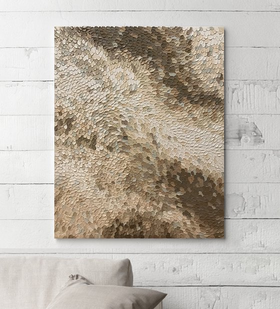 "Fluency 2" Brown beige abstract textured art