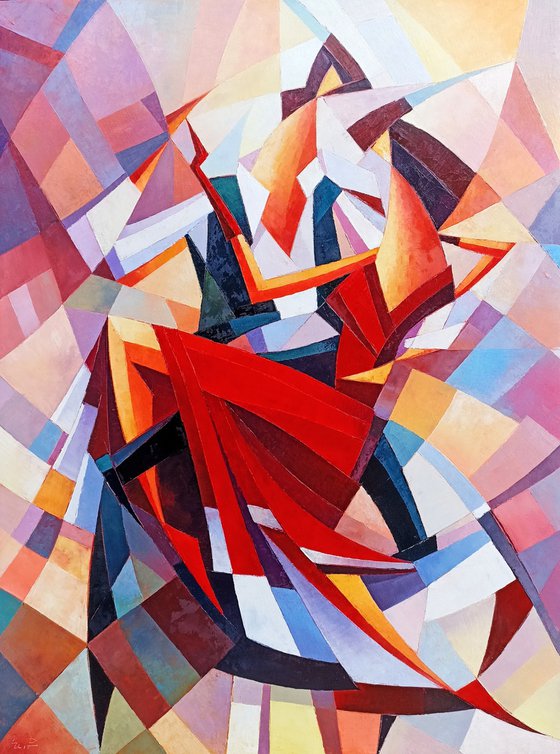 Tango (60x80cm, cubism, oil painting, ready to hang)
