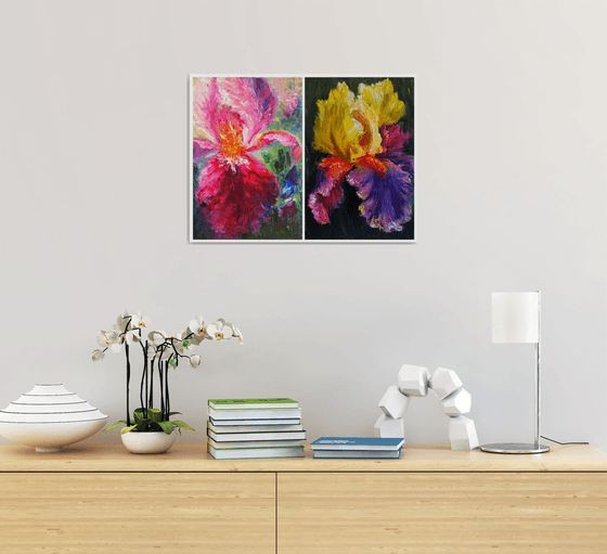 Diptych flowers Irises