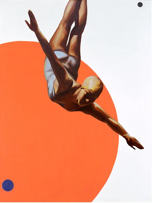 Limited edition 1/10 Golden jump on orange by Anastassia Markovskaya