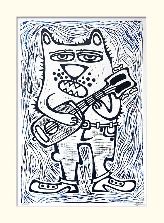 Сat with guitar