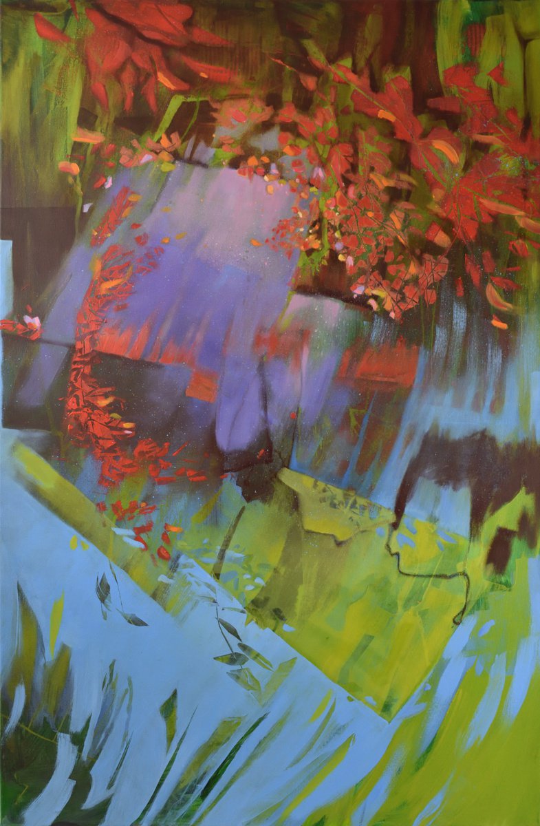 Organic Abstract Oil Painting By Hilde Hoekstra, 30 X 45, On The Shores Of Time, Original Artwork