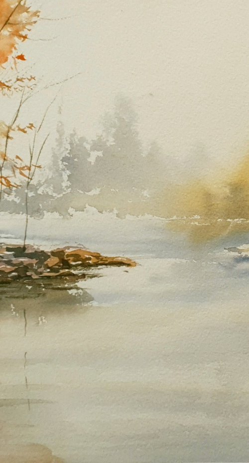 Misty Lake Reflections by Charles Pierson