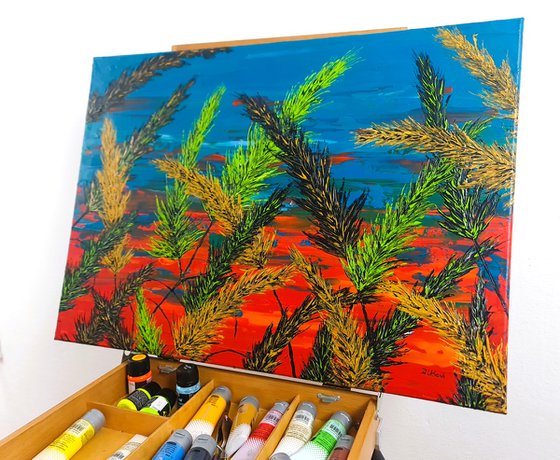 Grass And Turquoise Sky