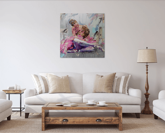 The Softer Side-Original Ballerina painting-Ballet painting