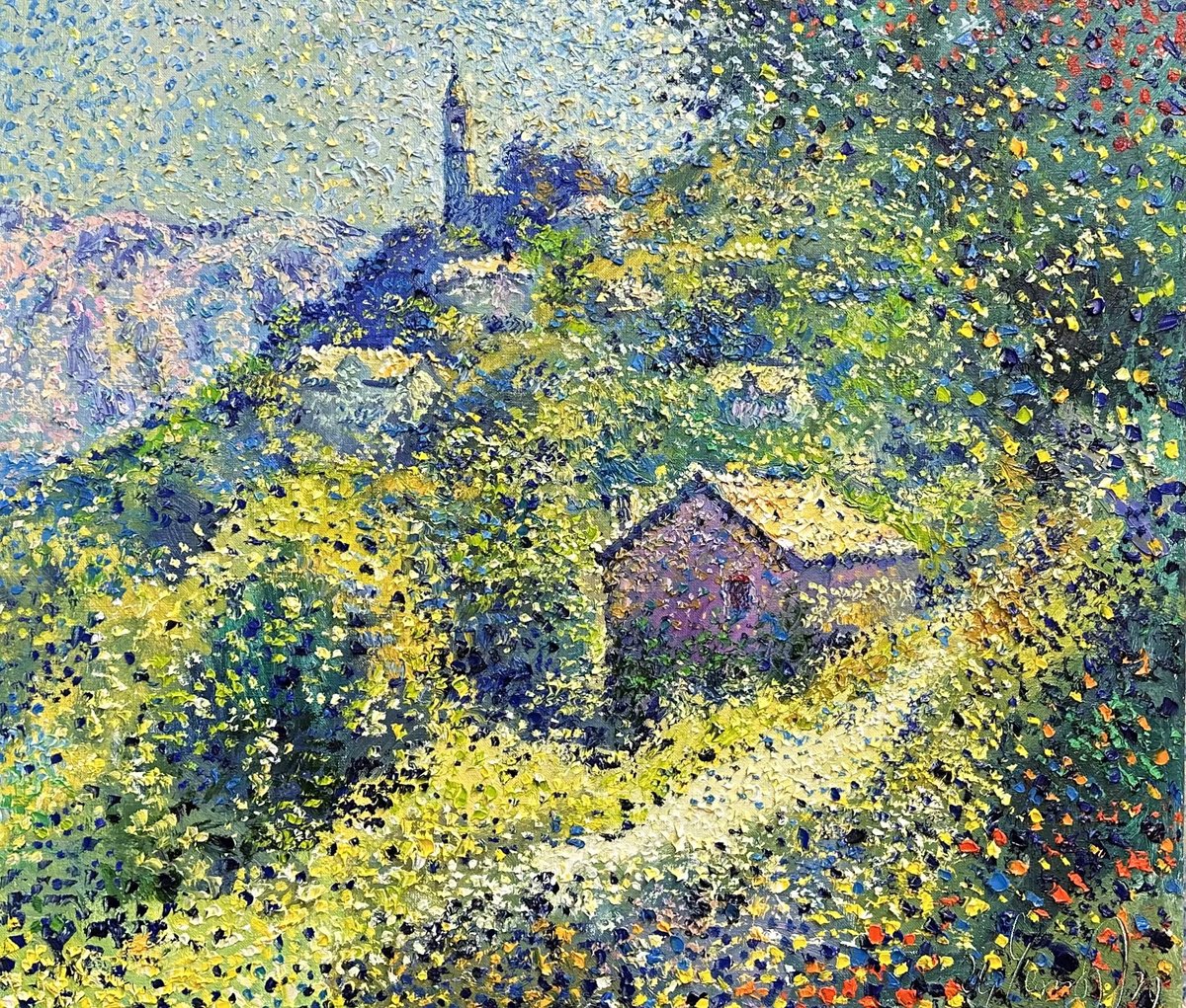 Impressionistic Landscape Oil Painting By Andrii Chebotaru, 28 X 24, Sunny Day, Original Artwork