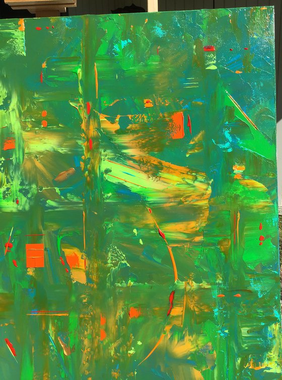 Vibrant Green Blue Orange Abstract