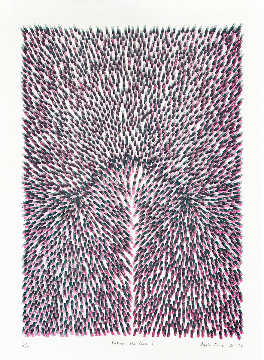 Geometric Abstract Print By Agata Kycia, 12 X 17, Between The Lines_C, Original Artwork