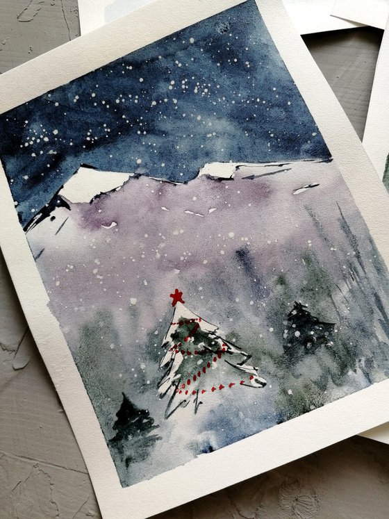 Christmas winter painting