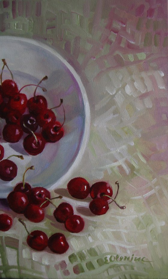 Plate with cherries