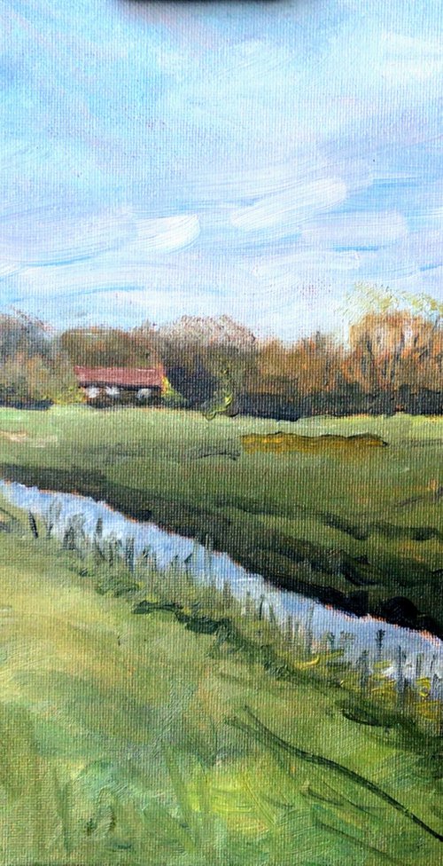 Kentish meadows in the sunshine. An original oil painting. by Julian Lovegrove Art