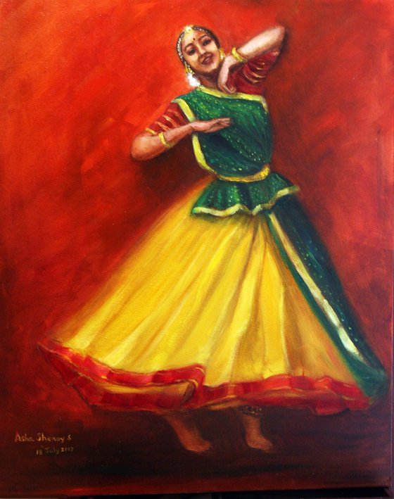 Indian Dancer  Kathak dancer ( Radha's joyful dance) 30"x 24"